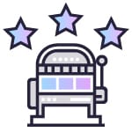 An image depicting 3 stars above a slot machine to portray slots ranking